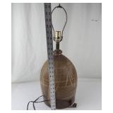Vintage Studio Art Pottery Table Lamp With Botanical Motif
