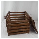 Wooden Slatted Storage Crate With Detached Hinged Lid