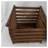 Wooden Slatted Storage Crate With Detached Hinged Lid