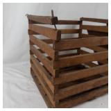 Wooden Slatted Storage Crate With Detached Hinged Lid