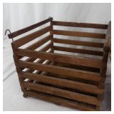 Wooden Slatted Storage Crate With Detached Hinged Lid