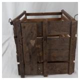 Wooden Slatted Storage Crate With Detached Hinged Lid