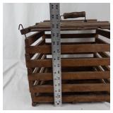Wooden Slatted Storage Crate With Detached Hinged Lid