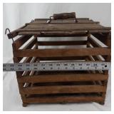 Wooden Slatted Storage Crate With Detached Hinged Lid