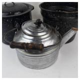 Vintage Everedy Enamelware Coffee Pot & Stock Pots (Lot of 3)