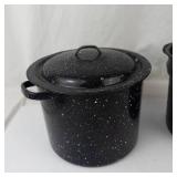 Vintage Everedy Enamelware Coffee Pot & Stock Pots (Lot of 3)