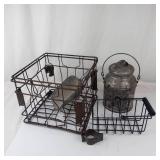 Mixed Lot of Vintage Wire Baskets, Milk Can, Scoop & Clip