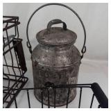 Mixed Lot of Vintage Wire Baskets, Milk Can, Scoop & Clip