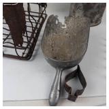 Mixed Lot of Vintage Wire Baskets, Milk Can, Scoop & Clip