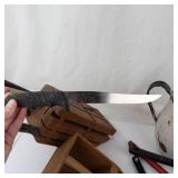 Mixed Lot Rustic Wooden Berry Picker Tool & Enamel Berry Scoops