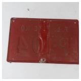 Vintage F. L. Fire No. P-104 Metal Sign Plate