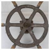 Vintage Metal & Wood Ship Steering Wheel