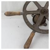 Vintage Metal & Wood Ship Steering Wheel