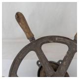 Vintage Metal & Wood Ship Steering Wheel