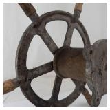 Vintage Metal & Wood Ship Steering Wheel