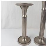 Pair of Silver Tone Fluted Candlesticks