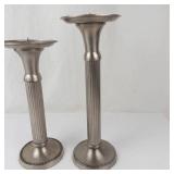 Pair of Silver Tone Fluted Candlesticks