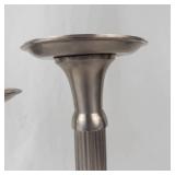 Pair of Silver Tone Fluted Candlesticks