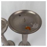 Pair of Silver Tone Fluted Candlesticks