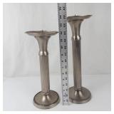 Pair of Silver Tone Fluted Candlesticks