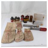 Vintage Gun Oil, Shot Bags & Split Shot Mold Mixed Lot