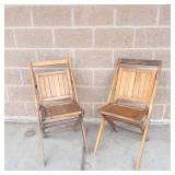 Pair of Vintage Wooden Folding Chairs (Lot of 2)