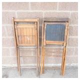 Pair of Vintage Wooden Folding Chairs (Lot of 2)