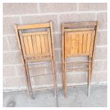 Pair of Vintage Wooden Folding Chairs (Lot of 2)