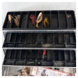 Vintage Umco Fishing Tackle Box With Lures & Tackle