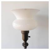 Vintage Brass Floor Lamp With Glass Shade - Untested