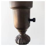 Vintage Brass Floor Lamp With Glass Shade - Untested