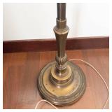 Vintage Brass Floor Lamp With Glass Shade - Untested