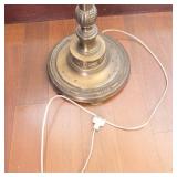 Vintage Brass Floor Lamp With Glass Shade - Untested