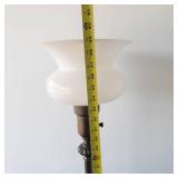 Vintage Brass Floor Lamp With Glass Shade - Untested