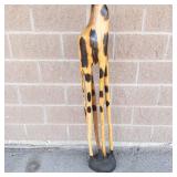 75" Tall Carved Wooden Giraffe Sculpture