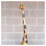 75" Tall Carved Wooden Giraffe Sculpture