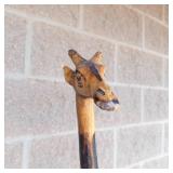 75" Tall Carved Wooden Giraffe Sculpture