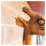 75" Tall Carved Wooden Giraffe Sculpture