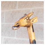 75" Tall Carved Wooden Giraffe Sculpture