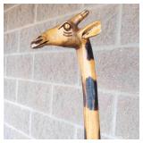 75" Tall Carved Wooden Giraffe Sculpture