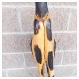 75" Tall Carved Wooden Giraffe Sculpture