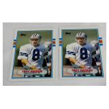 Troy Aikman 2 RC Lot 1989 Topps Traded #70T Rookie Football Card