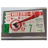 1971 World Series Game 6 and 7 Ticket Stubs - Baltimore Orioles (glued to scrapbook page) - Vintage Baseball