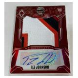 Tez Johnson RPA/99 2025 Phoenix #RPS-TJN Nasty Tri-Colored Patch and Auto Numbered 81/99 Rookie Football Card
