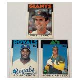 1986 Topps Traded 3 Card Rookie Lot - Bo Jackson, Jose Canseco, Will Clark