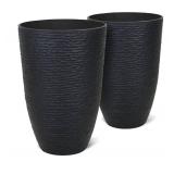 Worth Garden Tall Black Planters 2 Pack $109.99 Retail - Brand New