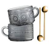 Vintage Glass Coffee Mugs Set - Brand New