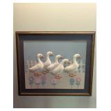 Framed Embroidered Goose Wall Art