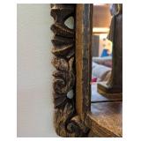 Hand Carved Wood Wall Mirror With Figural Frame