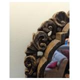 Hand Carved Wood Wall Mirror With Figural Frame